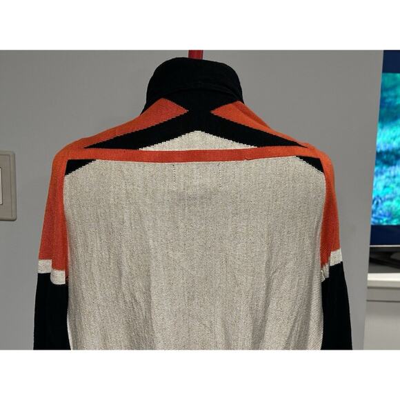 Anthropologie La Fee Verte Cardigan Color Block Sweater Orange Gold Black M/L - Picture 5 of 14